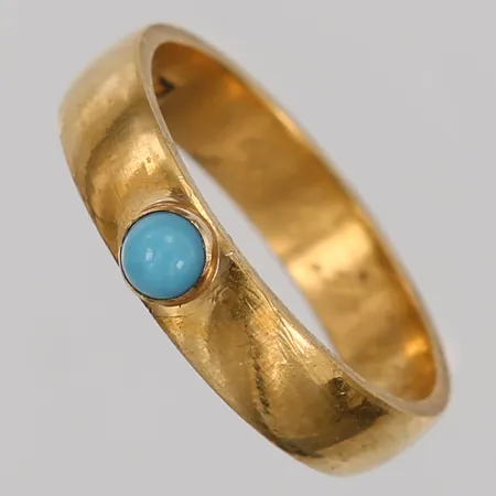 Ring med turkos sten, stl 18¾, gravyr, 23K Vikt: 6,5 g