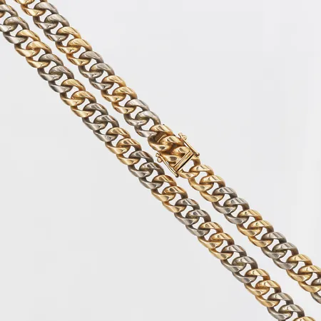 Kedja, Pansar, tvåfärgad, längd: 48 cm, bredd: 8 mm, 18K guld. Vikt: 106 g
