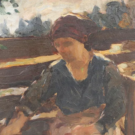 Tavla, Ferenc Várdeák, olja på pannå, signerad, kvinna, 34,5x41 cm, ej ramad, mindre ytsmuts, mindre kantskador.
