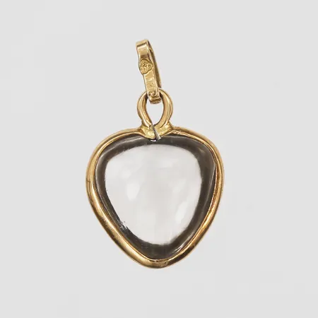 Hänge i form av ett hjärta med vit sten, höjd inkl. ögla: 21 mm, bredd: 10 mm, 18K guld. Bruttovikt: 0,9g Vikt: 0 g