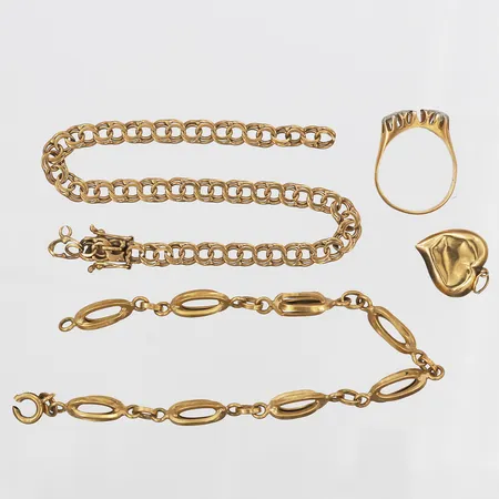 Diverse guld, stenar, defekt, 18K guld. Vikt: 17,9 g