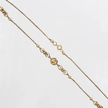 Collier, längd: 43,5 cm, bredd: 1,5 - 10 mm, 18K guld. Vikt: 8,9 g