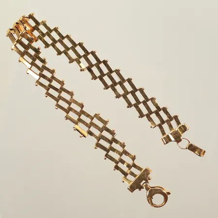 Armband, längd 24cm, bredd 12mm, defekt,18K Vikt: 21 g
