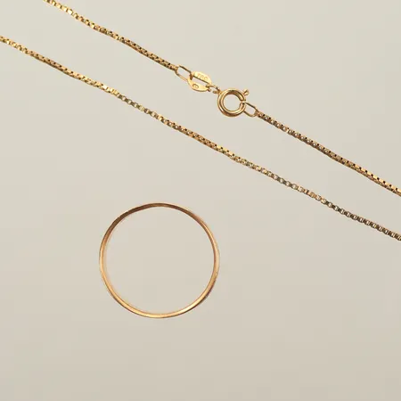 Ring med silverband, halskedja, slitet/defekt, 18K. bruttovikt 7,2g Vikt: 7,2 g