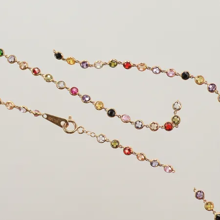 Halsband med färgstenar, defekt, 14K, bruttovikt 7,8g Vikt: 7,8 g