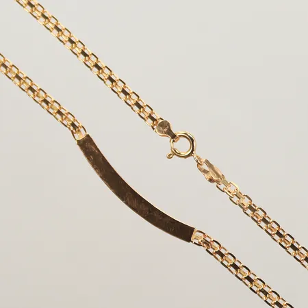 Halscollier X-länk, längd 45cm, bredd 3mm, gravyr, 18K  Vikt: 10,8 g