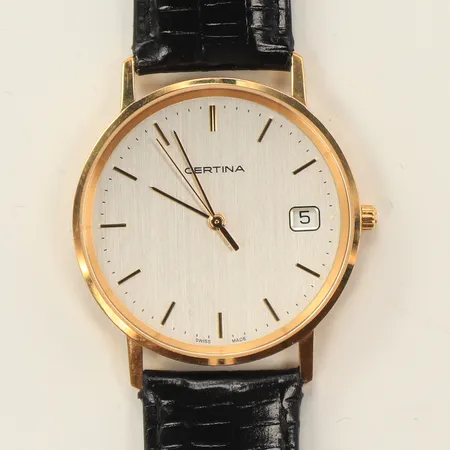 Armbandsur, Certina, quartz, 18K i boett, 18K, gravyr, i box, bruttovikt 29g