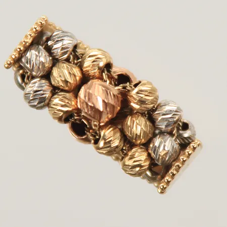 Ring med kulor, stl 17¼, bredd 3-8mm, skev skena, 14K, 4,8g 