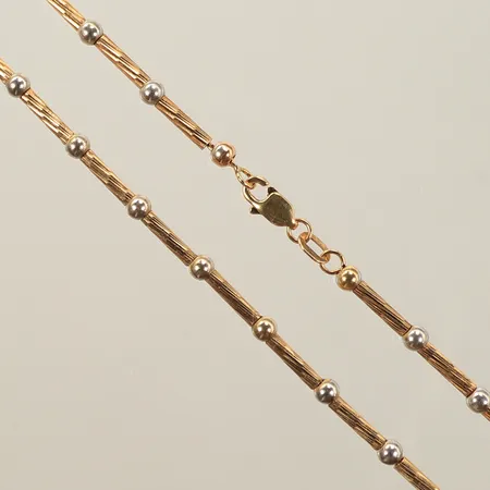 Halskedja rödguld/vitguld, längd 43cm, bredd 2mm, 18K   Vikt: 10,3 g