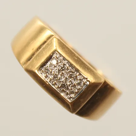 Klackring med diamanter, 8 x ca 0,005ct, stl 17, bredd 5-8mm, 18K, 6,1g 