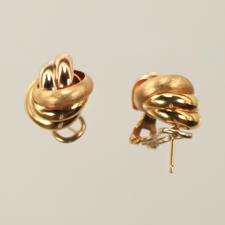 Örhängen, trefärgare, Ø 15mm, clips i 14K, resterande del 18K, 18K  Vikt: 5,8 g