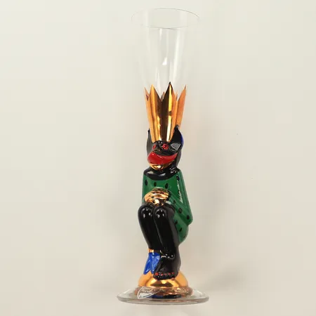 Snapsglas, Djävul, grön, Nobelserien, Gunnar Cyrén, Orrefors, höjd 16,2cm, etikettmärkt, i box