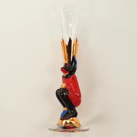Snapsglas, Djävul, röd, Nobelserien, Gunnar Cyrén, Orrefors, höjd 16,2cm, etikettmärkt, utan box Vikt: 0 g
