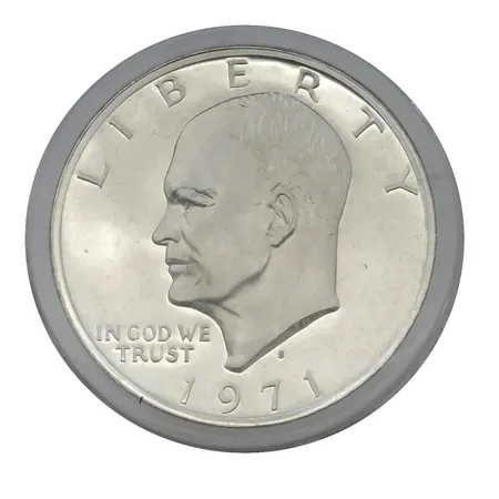 Mynt, USA - ONE DOLLAR 1971, silver 400/1000, Ø38 mm, ocirkulerad, förvaras i myntkapsel  Vikt: 23,8 g