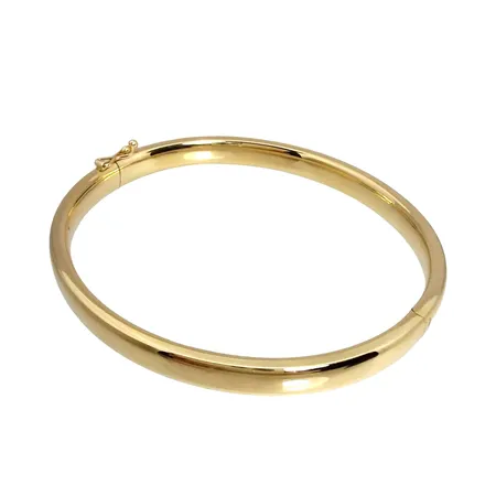 Armring, 18K guld, slät modell, oval form, öppningsbar, Guld Carlsén Ab (CCC), inre omkrets 17,5 cm, bredd 6 mm, fint skick Vikt: 12,2 g