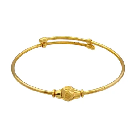 Armring, 21K guld, inre omkrets 13,0 cm (liten modell / barnmodell), något justerbar, bredd 1,3 - 5 mm, fint skick Vikt: 3,5 g