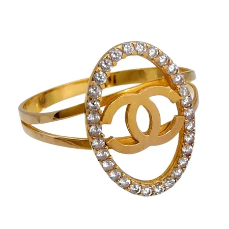Ring, 18K guld, ej märkesdesign, vita stenar, Ø19¾ mm, bredd 2-16 mm Vikt: 2,3 g