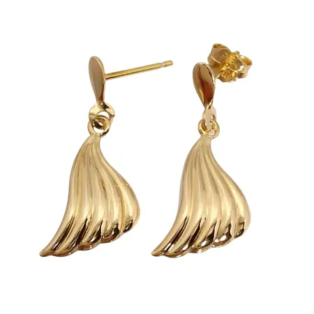 Örhängen, 18K guld, örhängenas storlek 10x23 mm, fint skick, en plopp saknas Vikt: 0,8 g