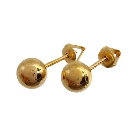 Örhängen Klot, 21K guld, Ø 6 mm, gängade stift med skruvploppar Vikt: 0,9 g