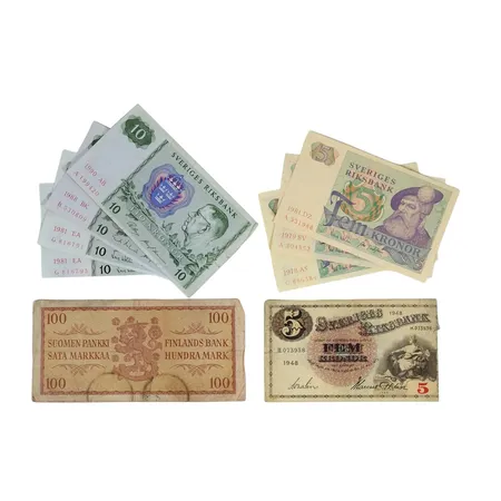 Sedlar Sverige + Finland, totalt 60 kr +100 mark 1957
