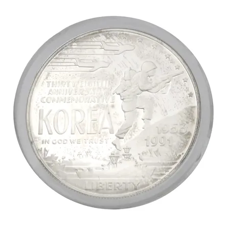 Mynt, USA - ONE DOLLAR 1991, silver 900/1000, Ø38 mm, ocirkulerad, förvaras i myntkapsel  Vikt: 26,7 g