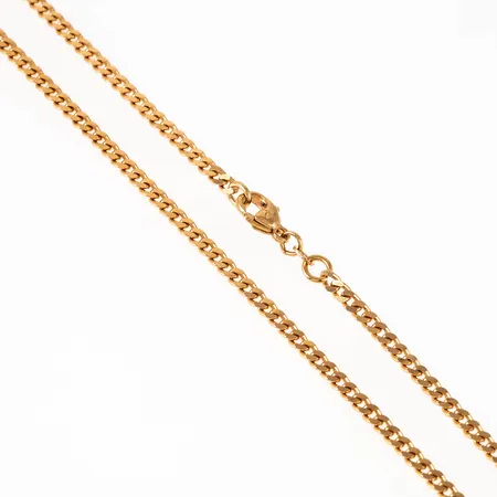 Kedja, pansar i 18K guld. Den är 60 cm lång, 3 mm bred och väger 18,5g. Karbinhake. Stämplad Balestra & 750.