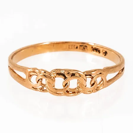 Ring, Bismarck i 18K guld. Den är i storlek 17, är 1,7 - 4,4 mm bred och väger 1,1g. Stämplad 18K & Kattfot. 