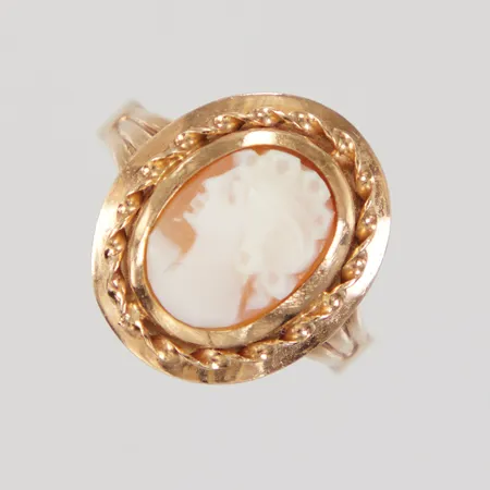 Ring med Camé, stl 17¼, fattning ca 14x16,5mm, GD&Co år 1977, 18K Vikt: 4 g