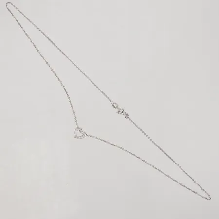 Kedja, rundad ankar, 43cm, bredd 0,9mm, hänge/hjärta med diamanter 14x 0,01ct, vitguld, 18K Vikt: 4,6 g