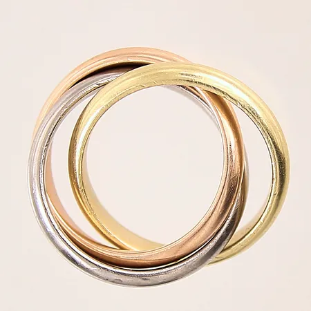 Ring trefärgad, stl 18, bredd 4mm, repig, 18K Vikt: 19,9 g