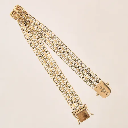 Armband X-länk med stav, längd: 18,5cm, bredd: 9,5mm, 18K  Vikt: 13,4 g
