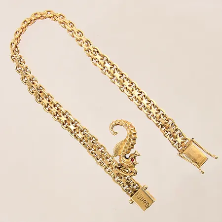 Armband X-länk med en berlock, längd: 19cm, bredd: 6,6-10,9mm, 18K  Vikt: 18,6 g