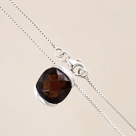 Kedja Venezia med integrerat hänge med brun sten, längd: 45cm, bredd: 0,8-15mm, silver 925/1000 Vikt: 5 g