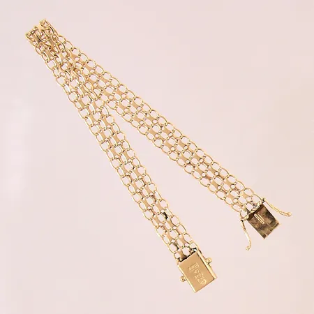 Armband X-länk, längd 18cm, bredd 8mm, ojämnheter, 18K  Vikt: 8,6 g
