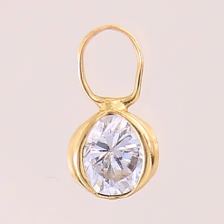 Hänge med vit sten, 13x6mm, 18K  Vikt: 0,7 g