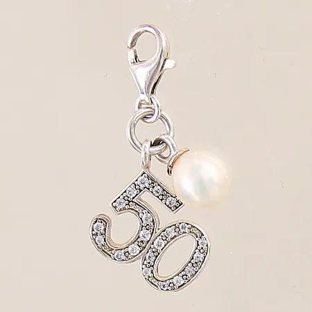 Hänge med vita stenar och imitationspärla, Thomas Sabo, längd: 26mm, bredd: 13mm, silver 925/1000 Vikt: 2,2 g