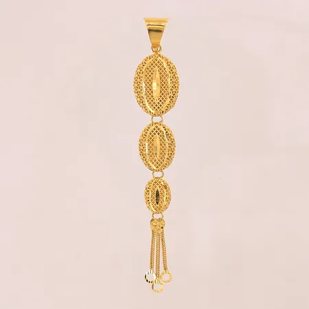 Hänge med genombruten dekor, 86x14,3mm, ostämplat, 18K Vikt: 5 g