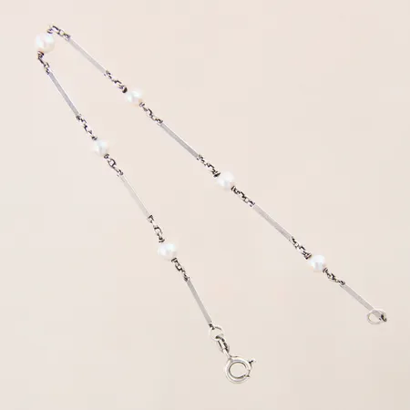 Armband med odlade pärlor, längd: 19cm, bredd: 1,1-4mm, silver 830/1000 Vikt: 2,5 g
