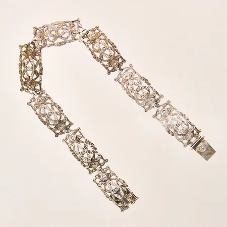 Armband med markasiter, längd: 19cm, bredd: 11,4mm, silver 830/1000 Vikt: 14 g