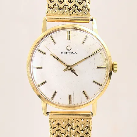 Herrur Certina, 18K, manuell, Ø33mm, länk i 18K, gravyr 18K bruttovikt: 70,5g
