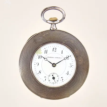 Fickur, Federal Watch, Ø47,5mm, defekt tavla, går ej, silver 875/1000 bruttovikt: 52,6g. 
