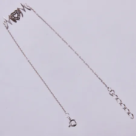 Armband med små vita stenar, längd: ca 17,5-20cm, bredd: ca 1-9mm, 925/1000 silver  Vikt: 1,7 g