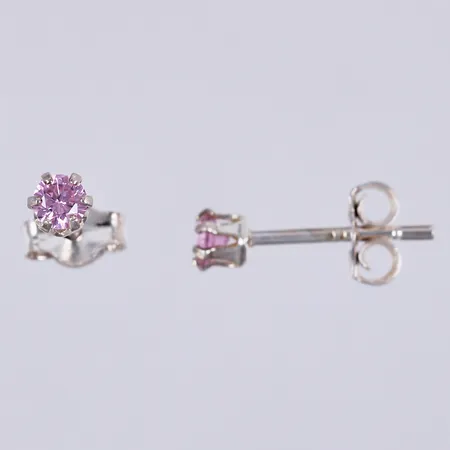 Ett par örhängen med rosa stenar, Ø ca 3mm, 925/1000, silver Vikt: 0,4 g