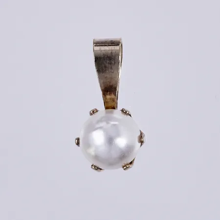 Hänge med odlad pärla, Ø 6mm, förgyllt 830/1000 (sliten förgyllning), silver Vikt: 0,3 g