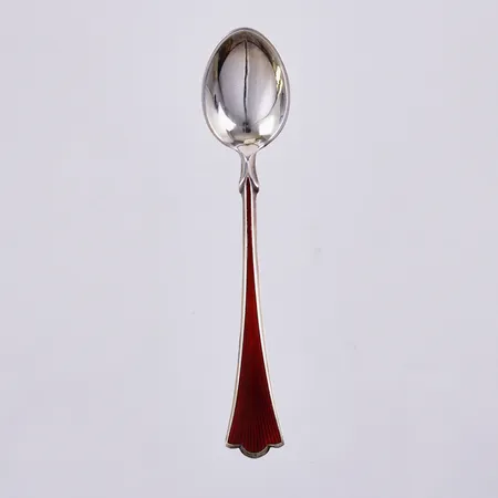 Kaffesked med färgad emalj, längd: ca 10cm, Norway, 925/1000, silver Vikt: 10,2 g