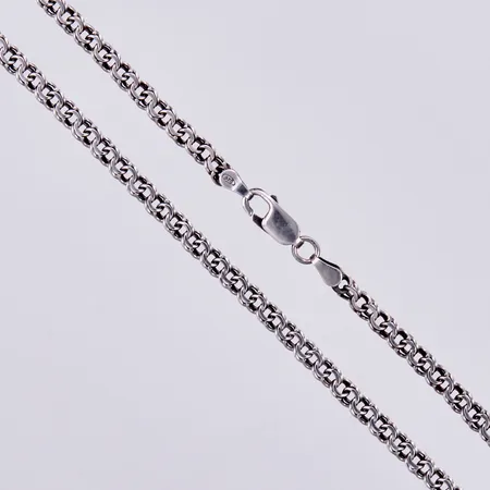 Kedja Bismarck, längd ca 42,5cm, bredd ca 4mm, silver Vikt: 9,6 g