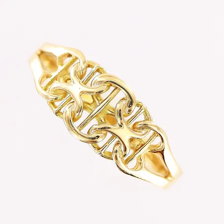 Ring, X-länk med stav, stl 17¾, bredd 2-7mm, 18K Vikt: 1,9 g