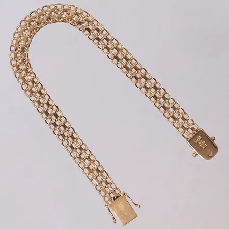 Armband X-länk, längd 19,5cm, bredd 8mm, Jogurs Guldsmedja Eduard, år 1965, 18K  Vikt: 14,4 g