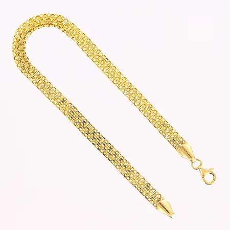 Armband, X-länk, 19cm, bredd 4,5mm, skeva länkbitar, 21K. Vikt: 4,2 g