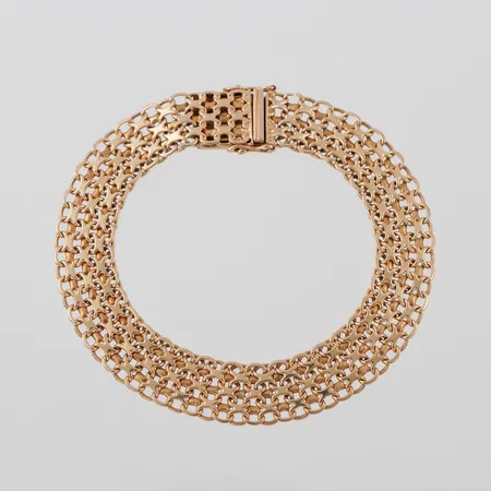 Armband X-länk, Esto Agenturer Stockholm 1959, längd 20 cm, bredd 11.3 gram,18k. Vikt: 21,5 g